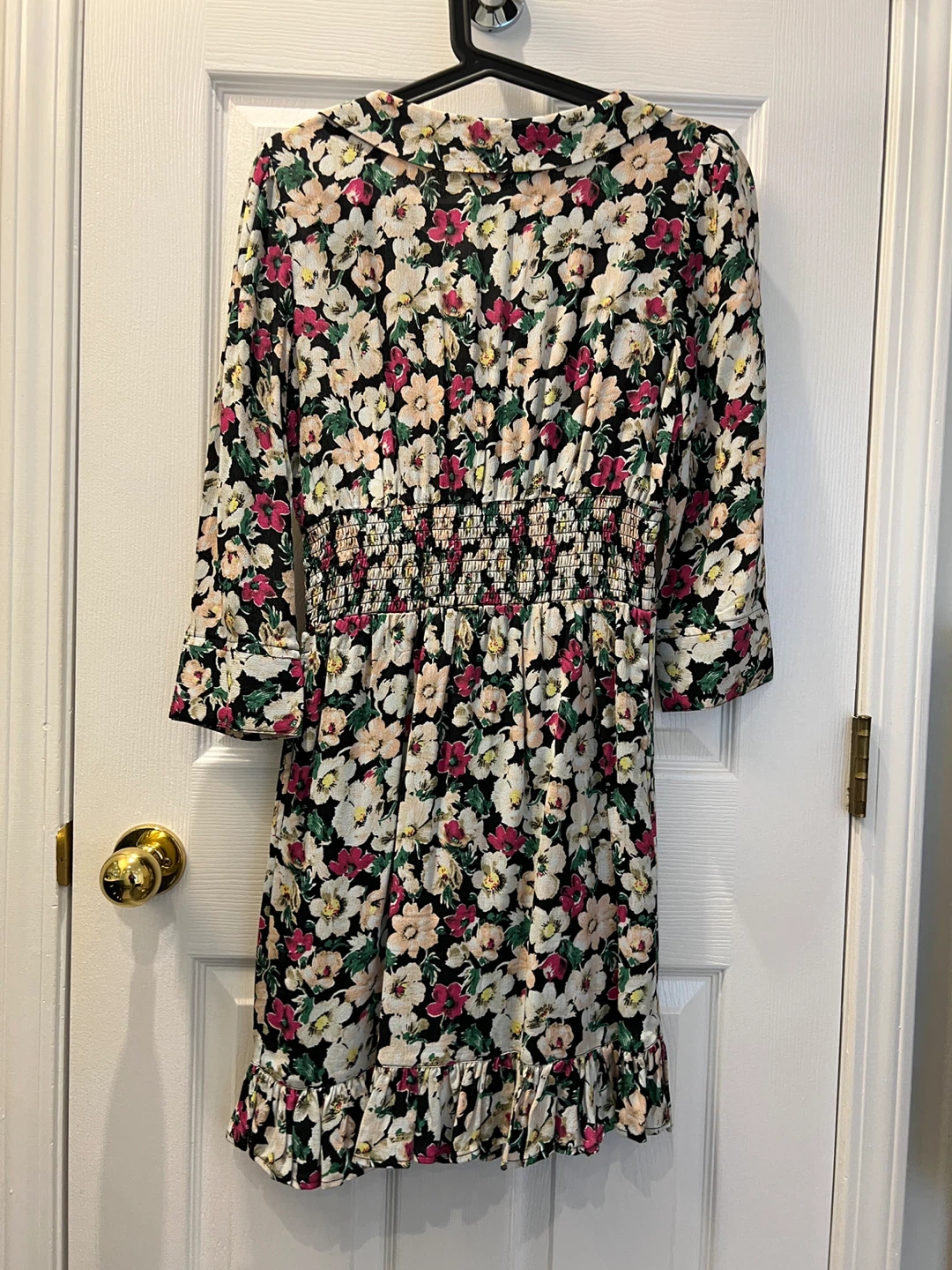 Ganni Floral Print Long Sleeve Smocked Waist Dress - photo 3