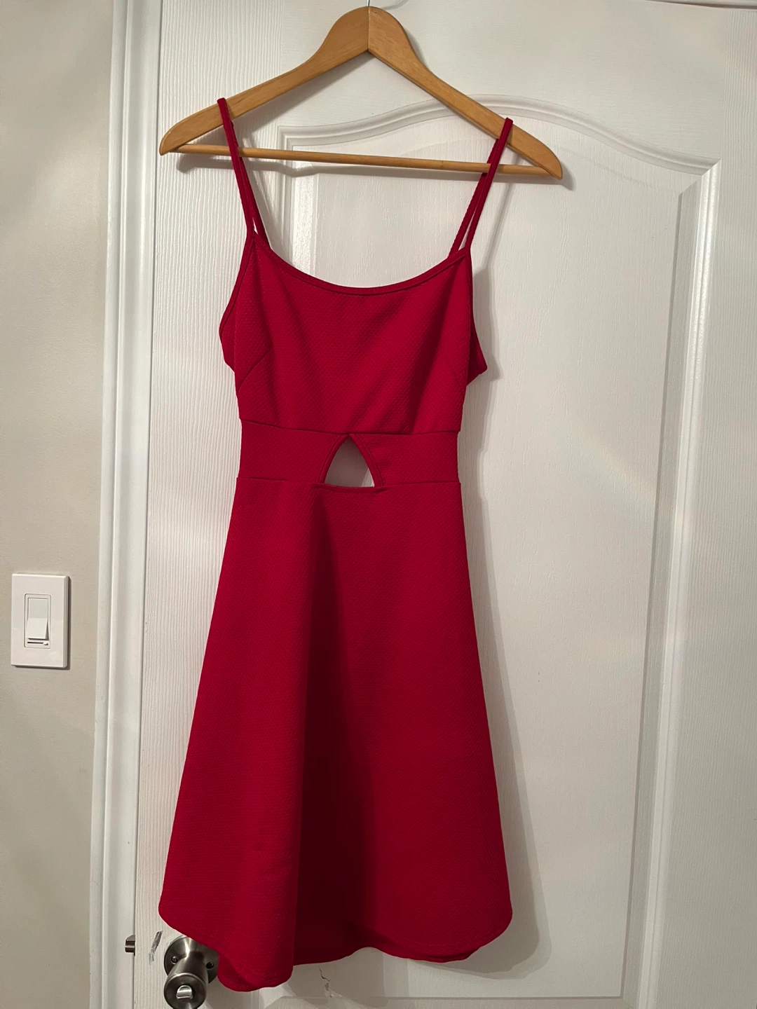 Red A-Line Cutout Dress