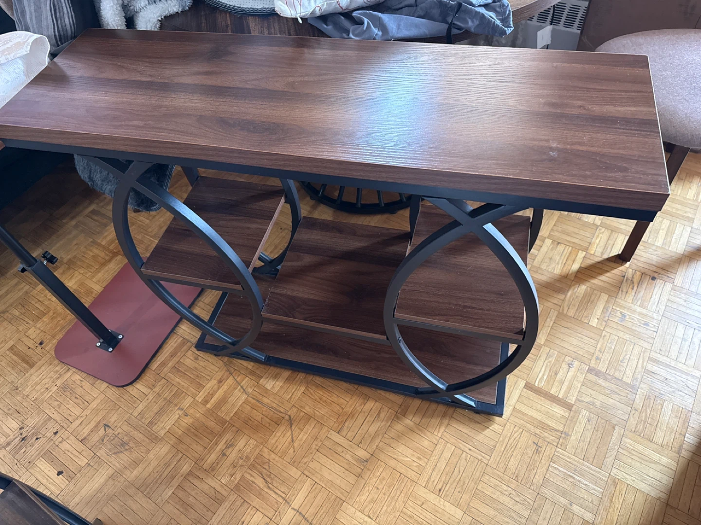Console Table with Wood Top and Metal Frame