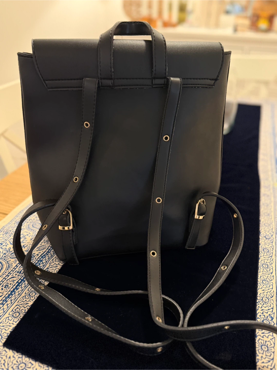 Black Faux Leather Backpack - photo 2