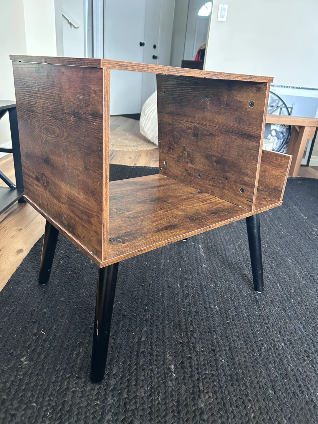 Rustic Side Table with Vinyl Record Storage - photo 2