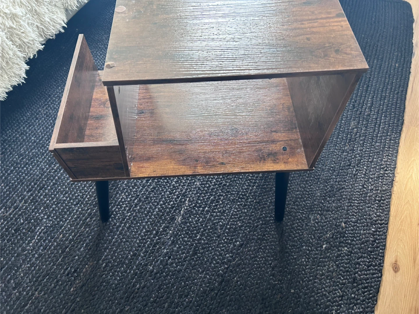 Rustic Side Table with Vinyl Record Storage - photo 5