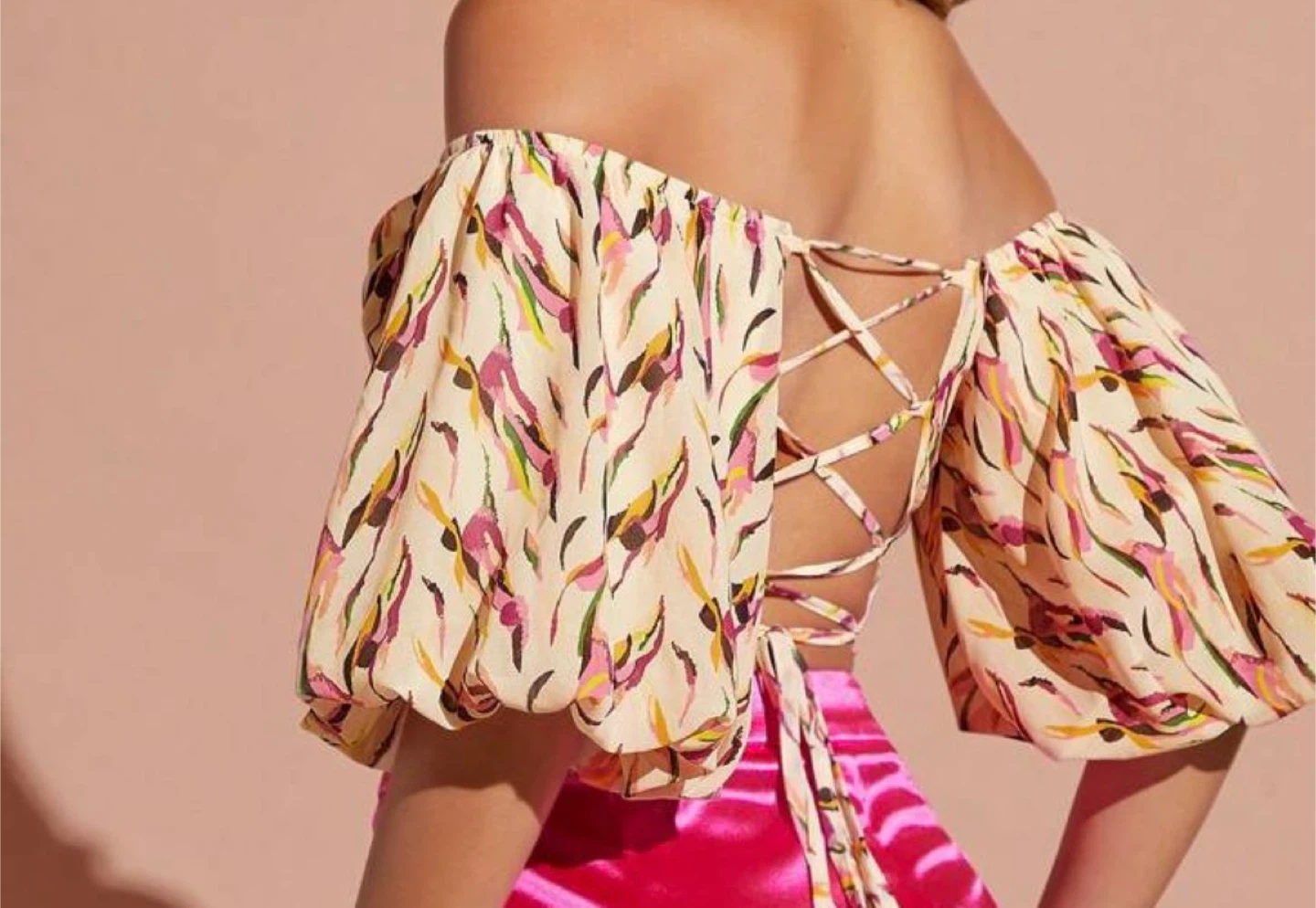 Off-the-Shoulder Abstract Print Crop Top - photo 2