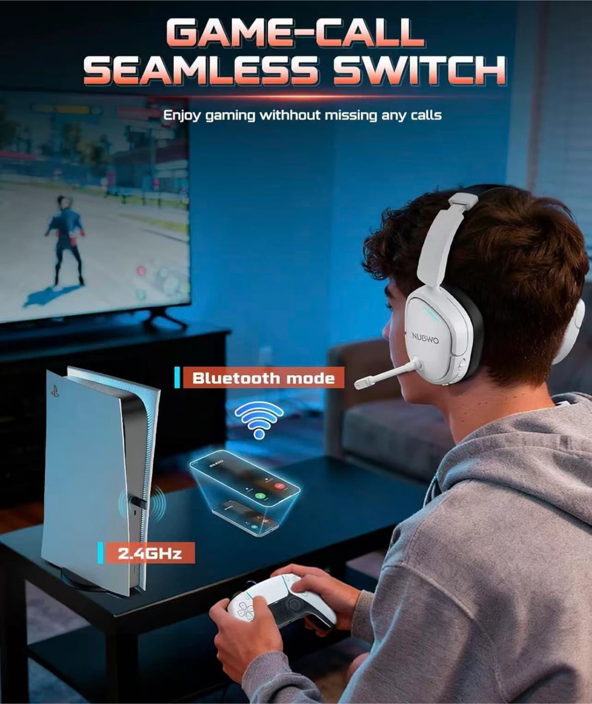 Wireless Gaming Headset with Noise Cancelling Mic - photo 3