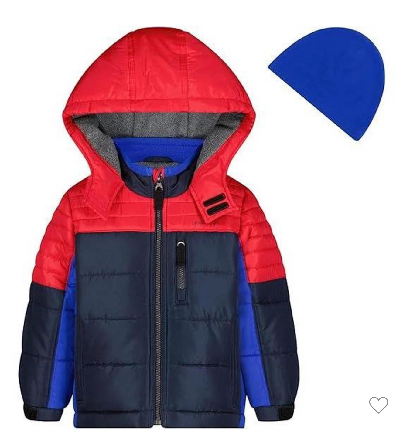 London Fog Boys Puffer Jacket with Hat - Red/Blue, Size S/8 - photo 3