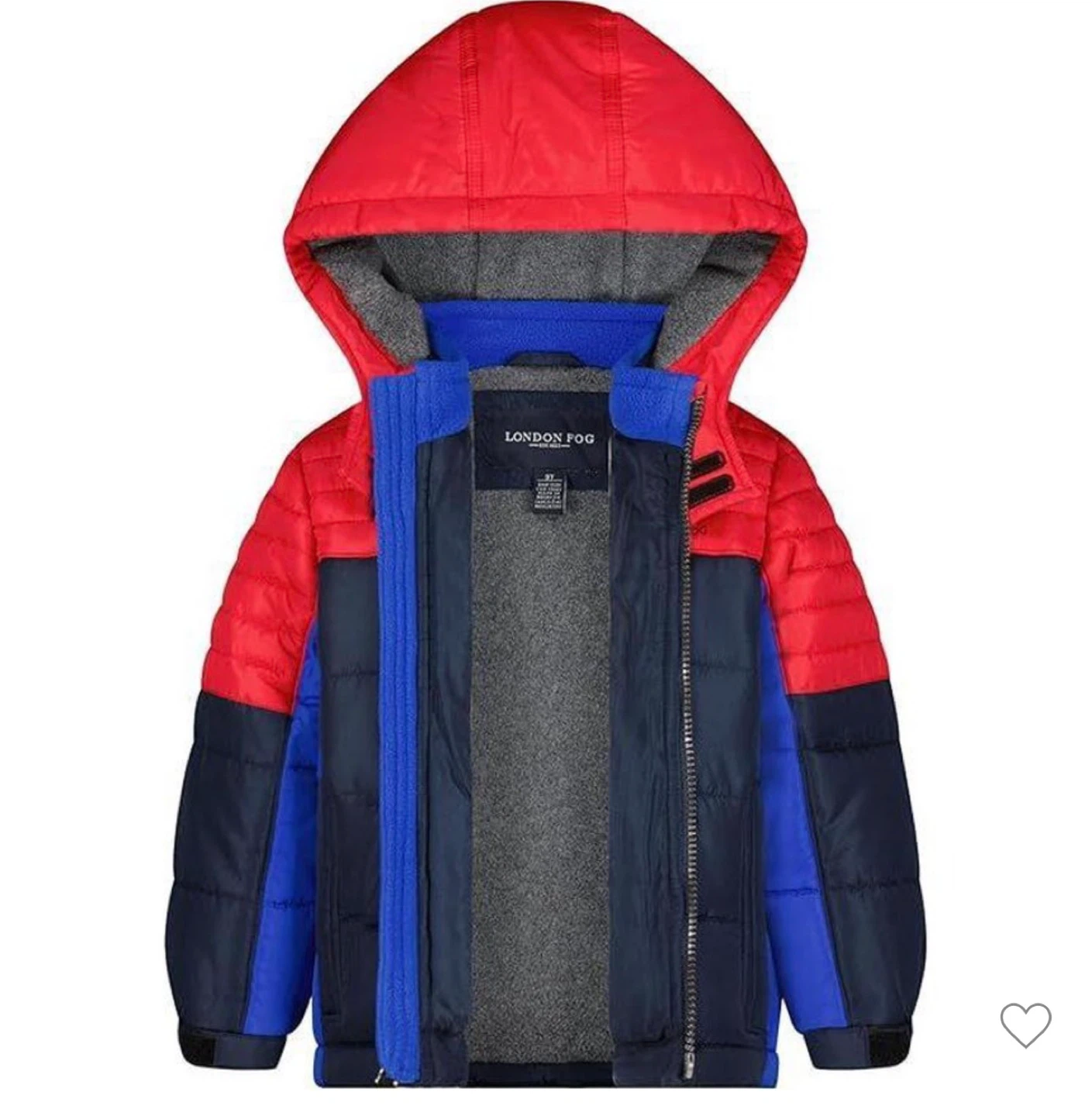 London Fog Boys Puffer Jacket with Hat - Red/Blue, Size S/8 - photo 2