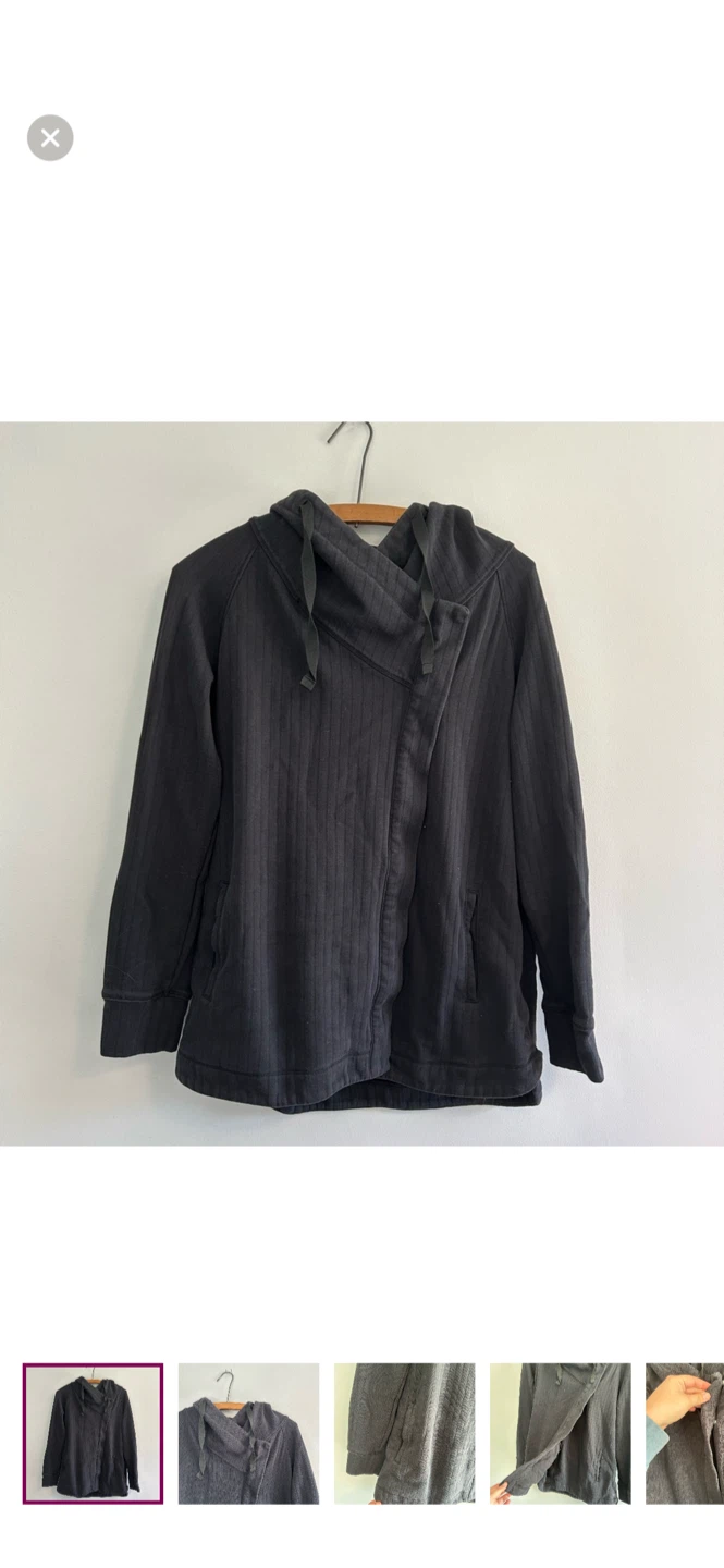 Women's Charcoal Grey Asymmetrical Snap-Front Hooded Jacket