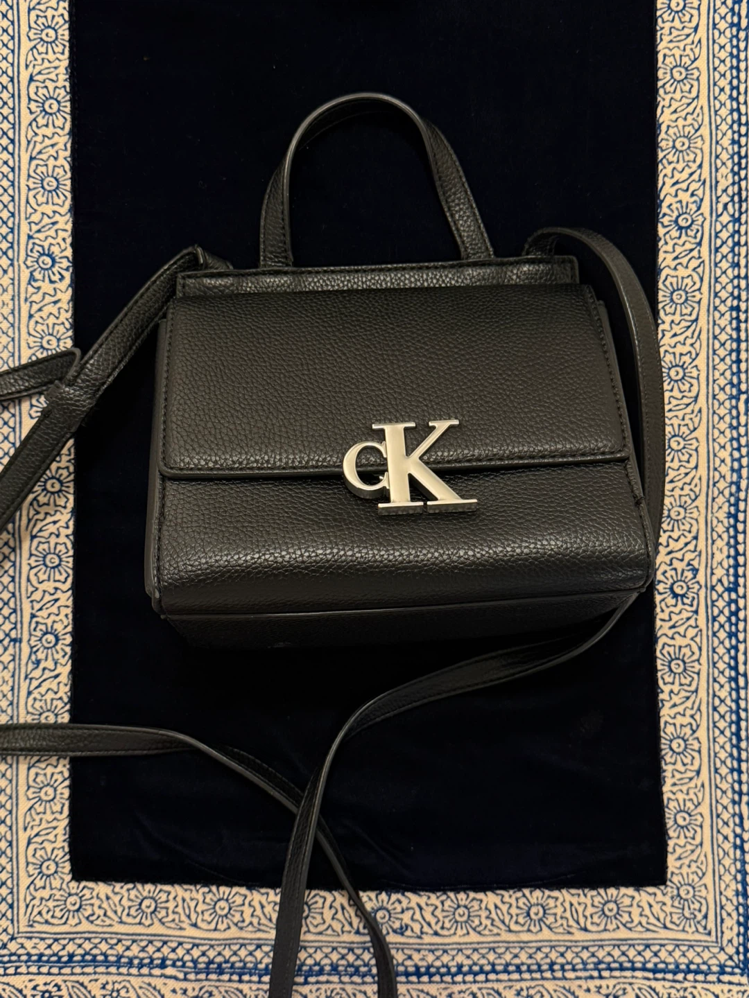 Calvin Klein Black Pebble Leather Handbag