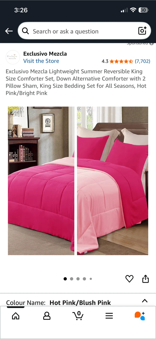 Exclusivo Mezcla Lightweight Summer Reversible Comforter - King