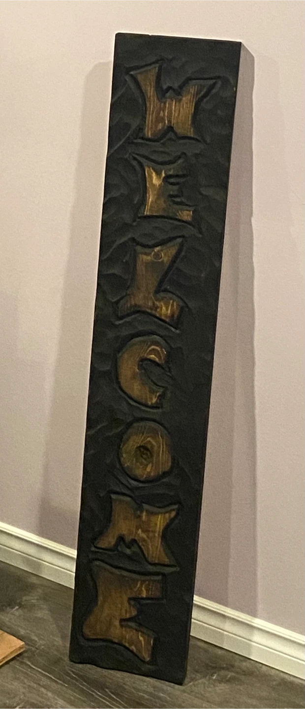 Carved Wood "WELCOME" Sign - photo 4