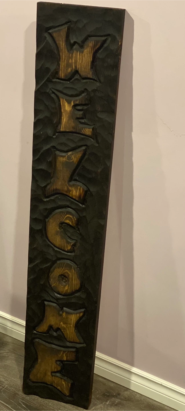 Carved Wood "WELCOME" Sign