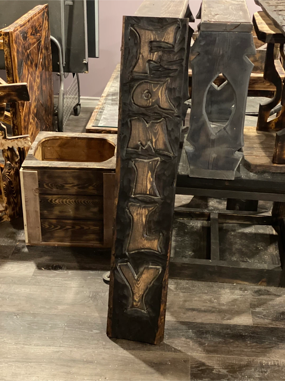 Wooden "FAMILY" Carved Sign - photo 4
