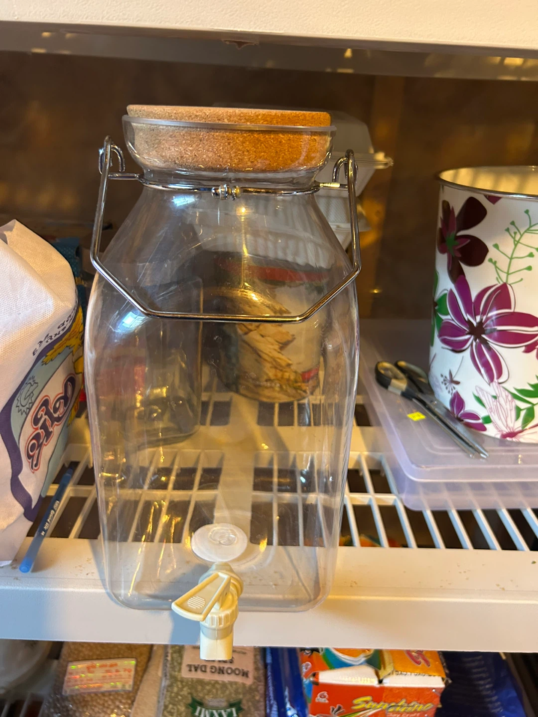Clear Beverage Dispenser with Cork Lid and Spigot