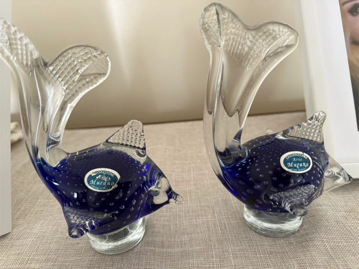 Arte Murano Glass Fish Sculpture - Blue
