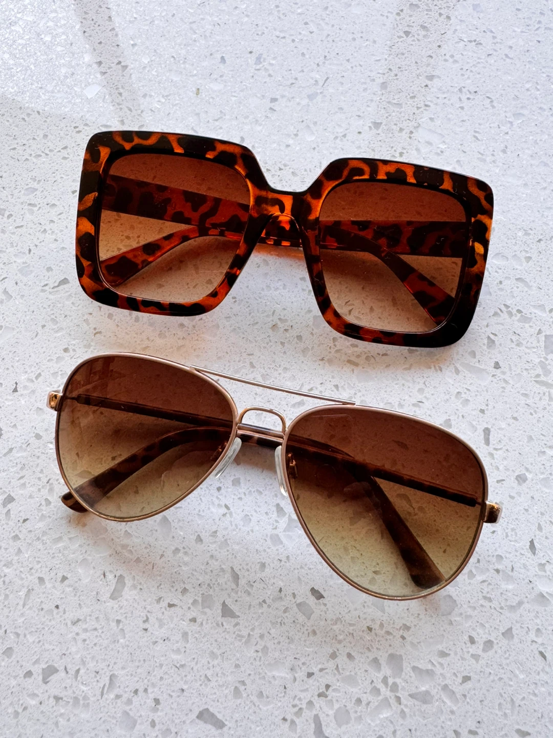 ❤️2 Pairs Sunglasses Tortoiseshell Square & Aviator Style