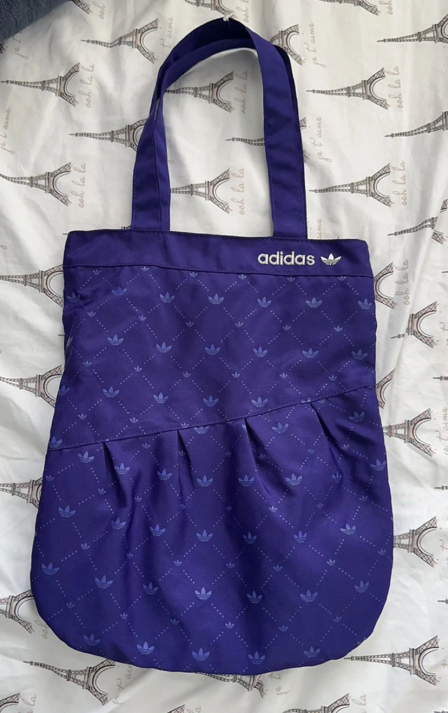 Adidas Purple Tote Bag with Trefoil Print