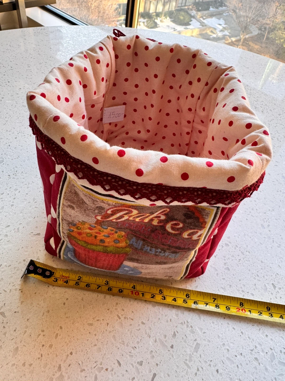❤️Fabric Storage Bin, Red with White Polka Dots & Cupcake Design - photo 3