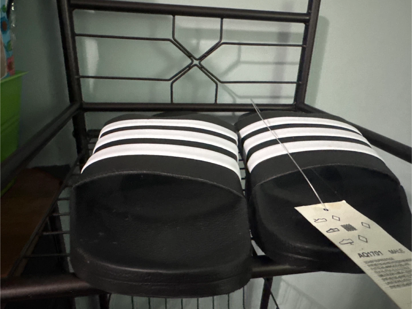 Adidas Adilette Shower Slides Black White Size 13 - photo 2