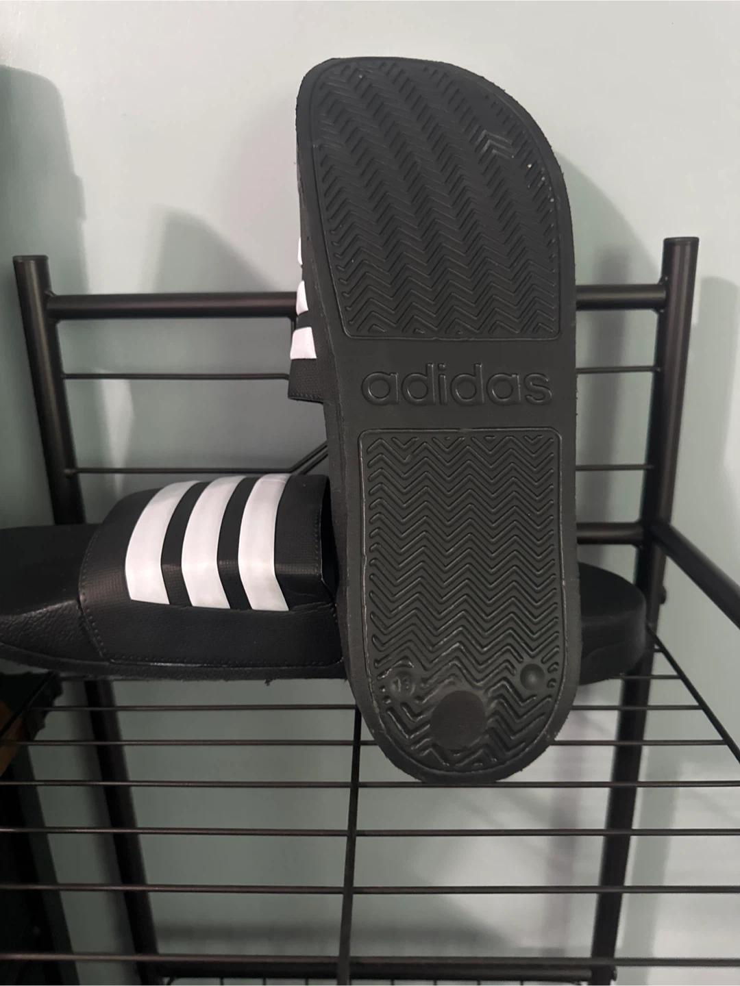 Adidas Adilette Shower Slides Black White Size 13 - photo 4