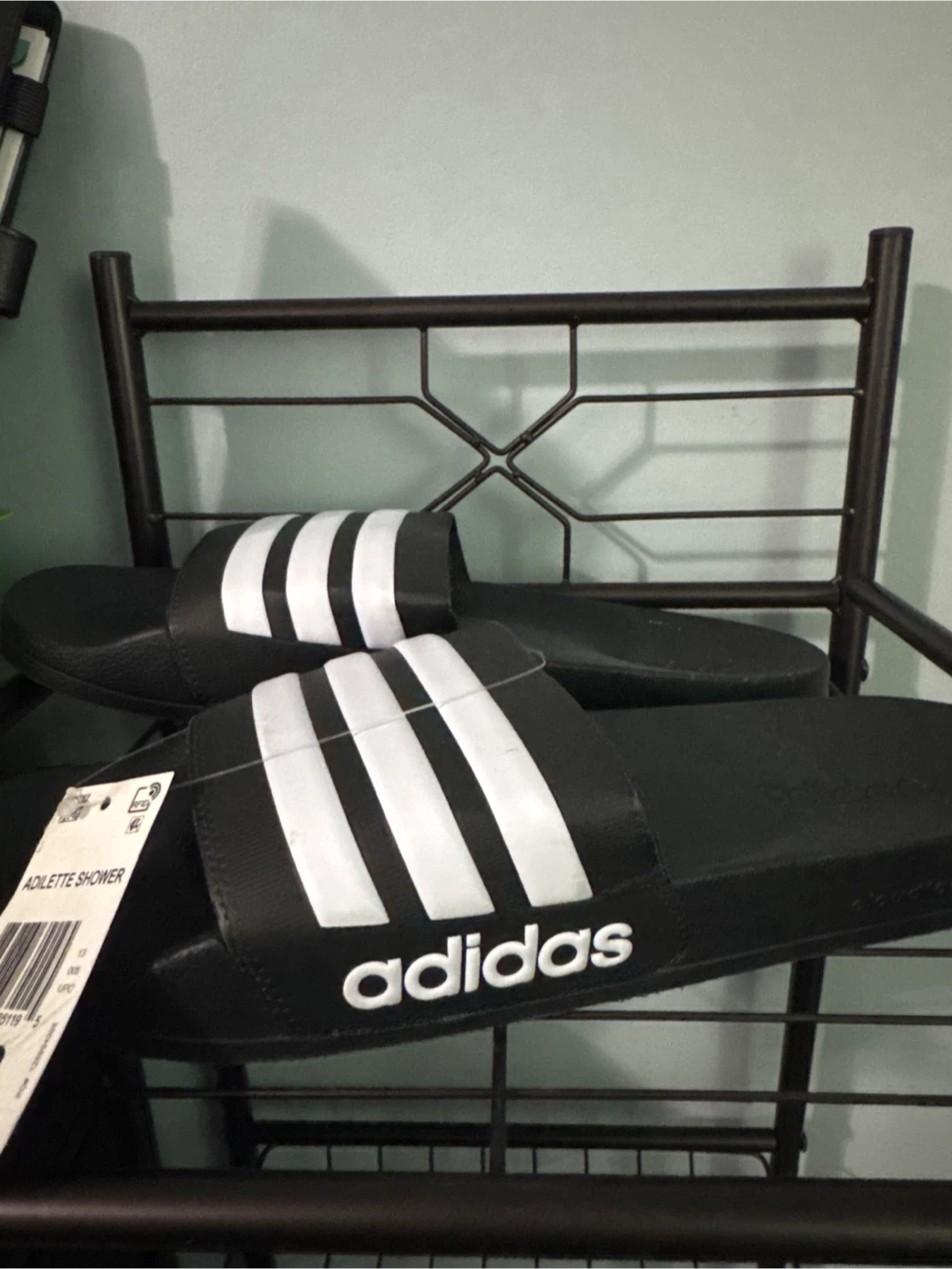 Adidas Adilette Shower Slides Black White Size 13 - photo 3