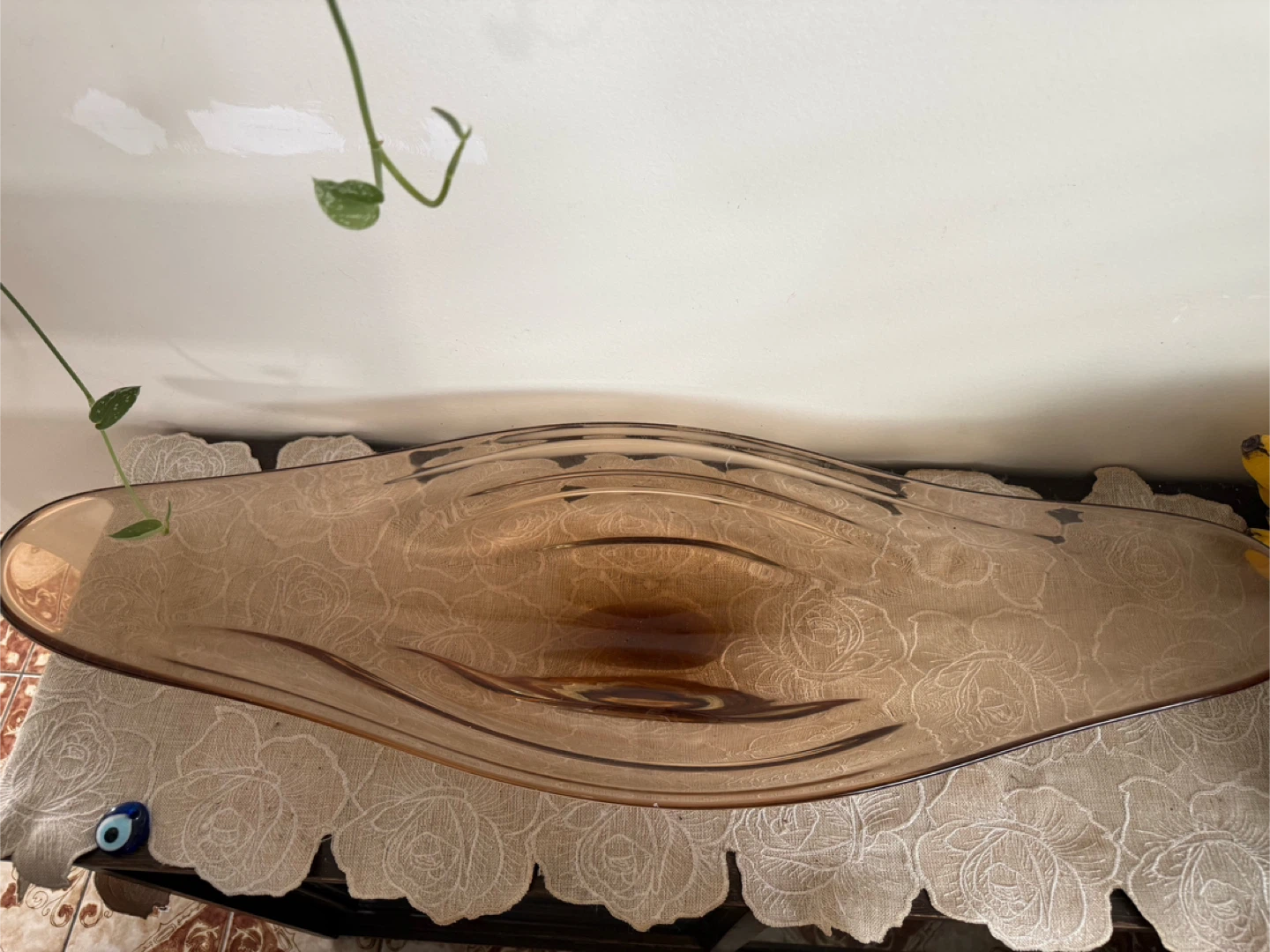 Amber Glass Crystal Tray