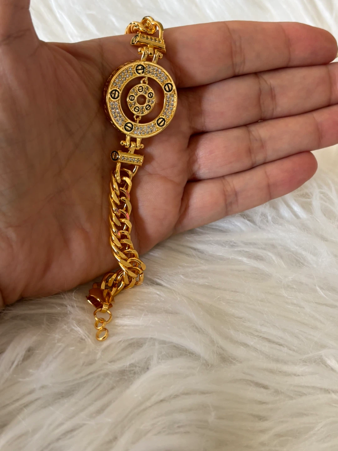Gold plated Tone Bracelet with CZ Accents