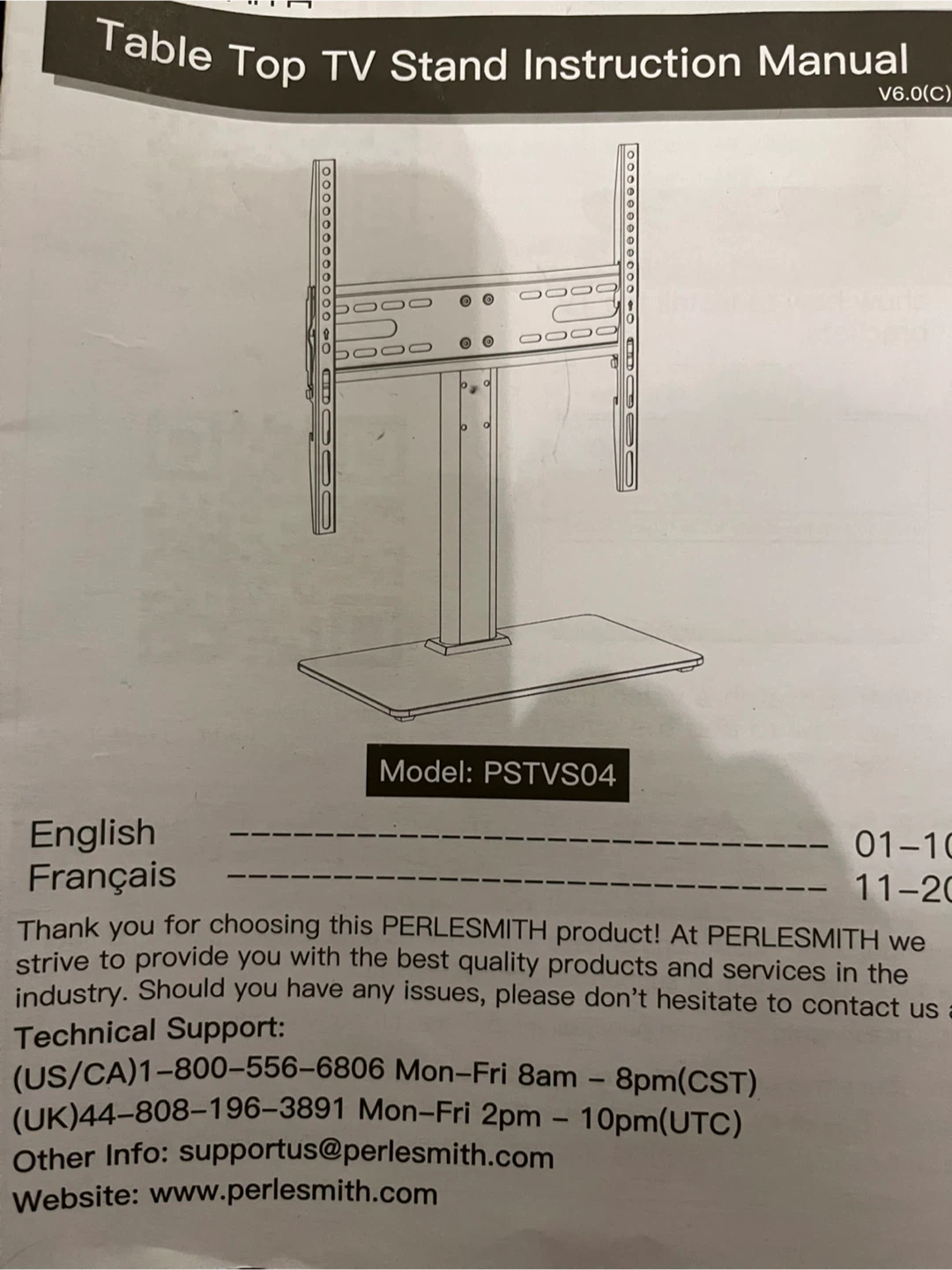 Perlesmith PSTVS04 Table Top TV Stand