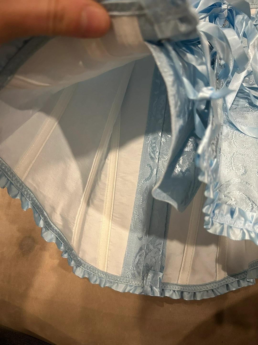 Light Blue Corset with Lace-Up Back and Front Buckle - photo 2