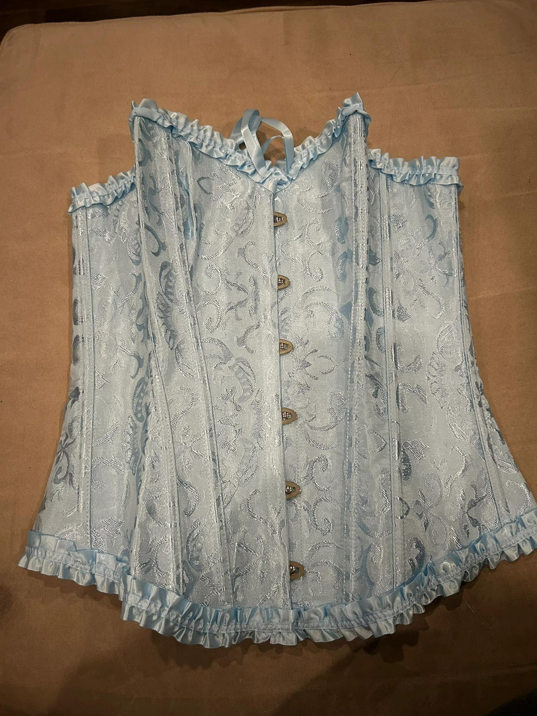 Light Blue Corset with Lace-Up Back and Front Buckle - photo 4