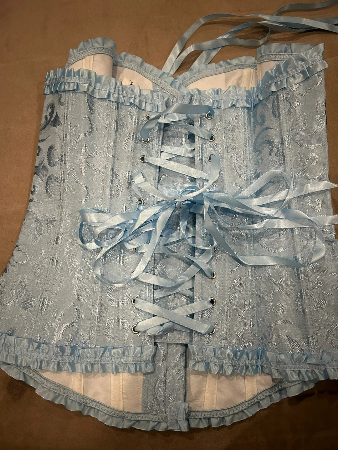 Light Blue Corset with Lace-Up Back and Front Buckle - photo 3