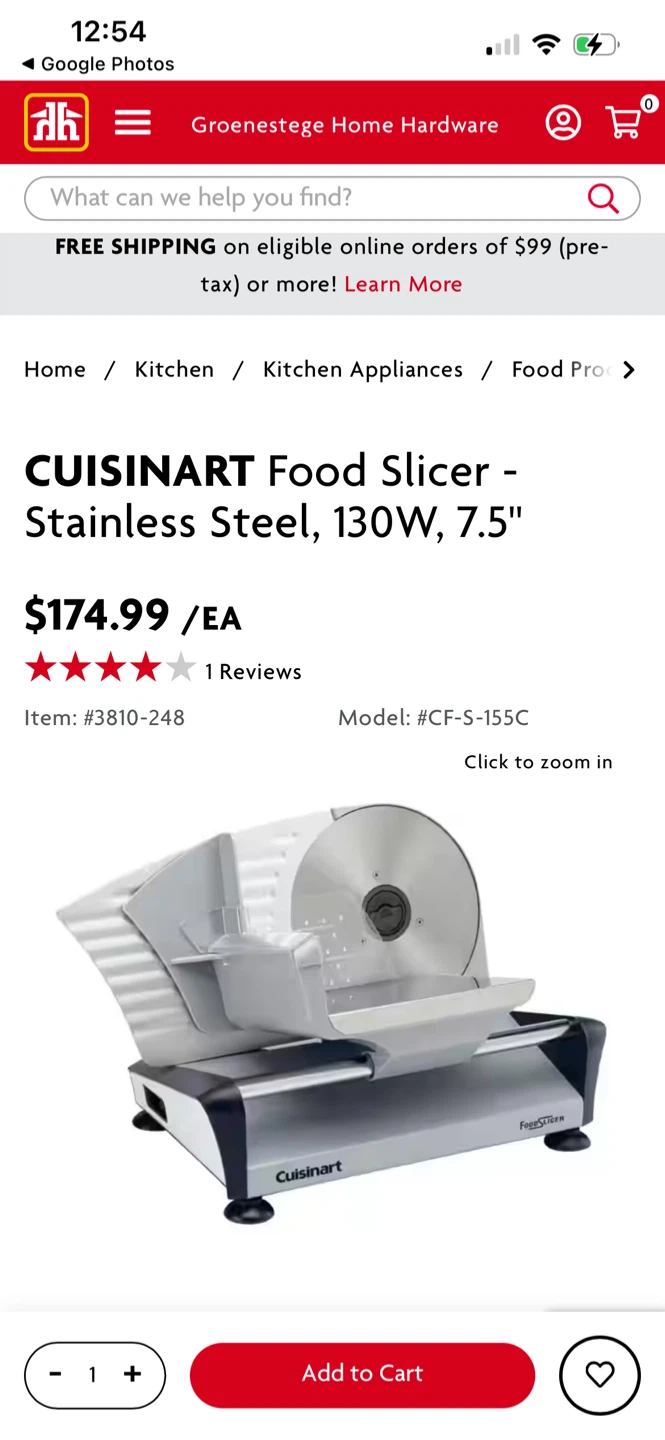 Cuisinart Food Slicer - Stainless Steel, 130W, 7.5"