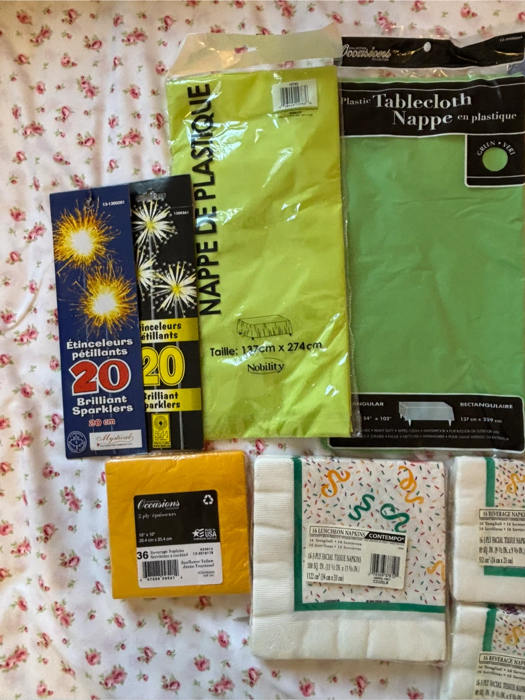 Party Supplies Lot: Tablecloths, Napkins, Candles, and Sparklers - photo 2