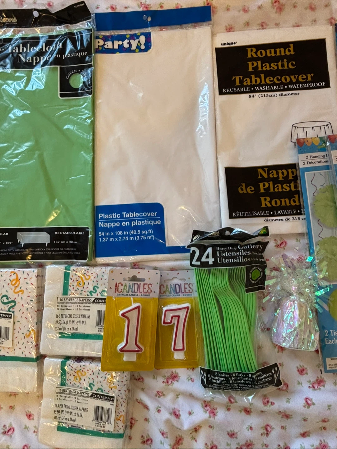 Party Supplies Lot: Tablecloths, Napkins, Candles, and Sparklers - photo 3