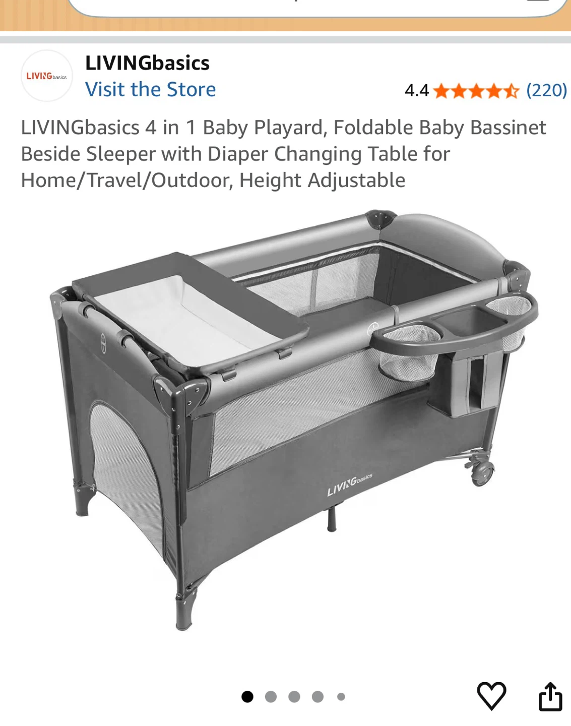 LIVINGbasics 4 in 1 Baby Playard Bassinet with Changing Table - photo 3
