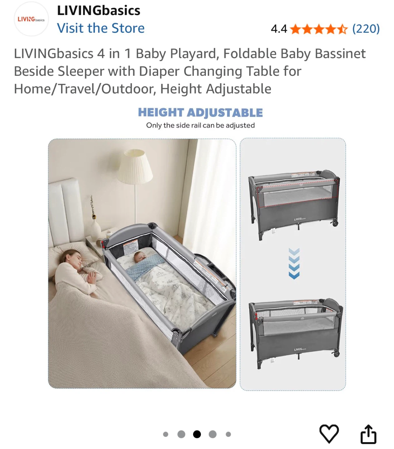 LIVINGbasics 4 in 1 Baby Playard Bassinet with Changing Table - photo 5