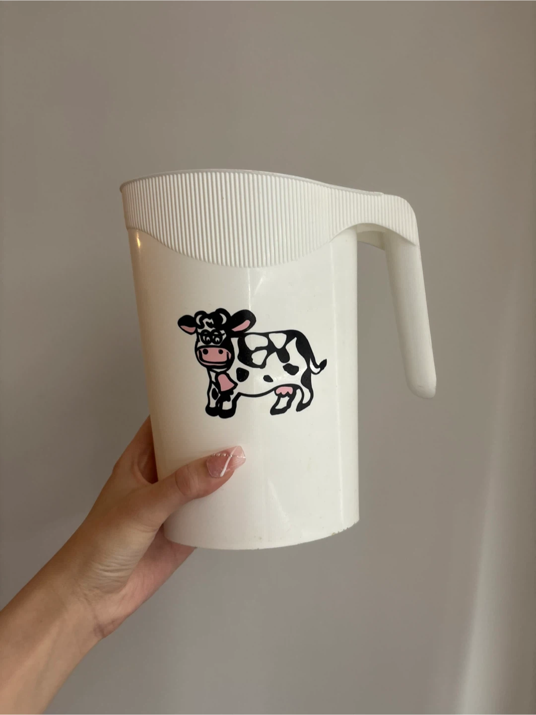 White Pitcher with Cow Decal