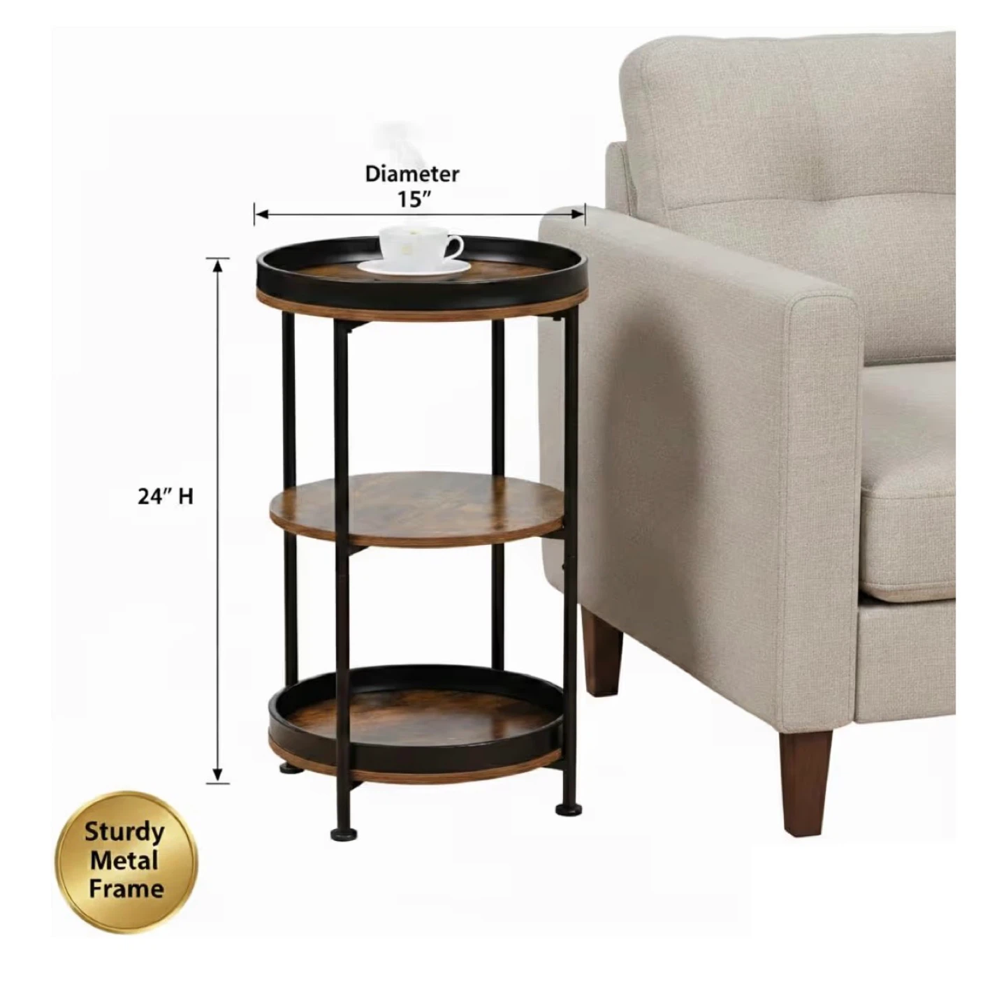 3-tier Side Table End Table - photo 3