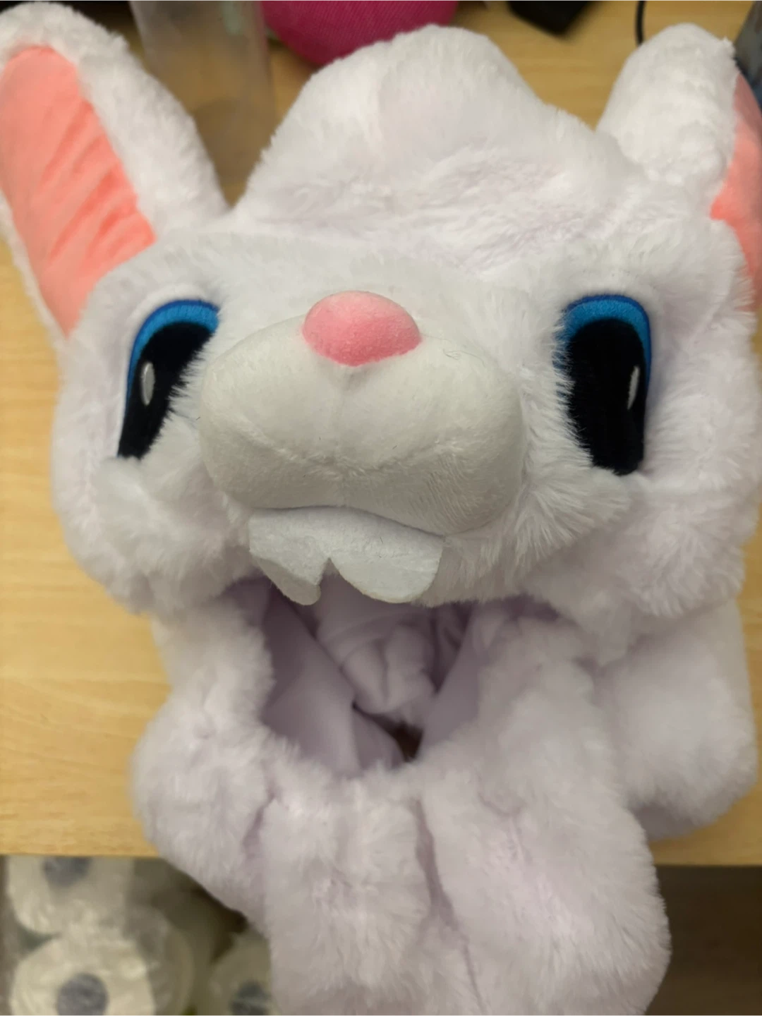 Plush Animal Hood Hat - White Bunny & Black Cat