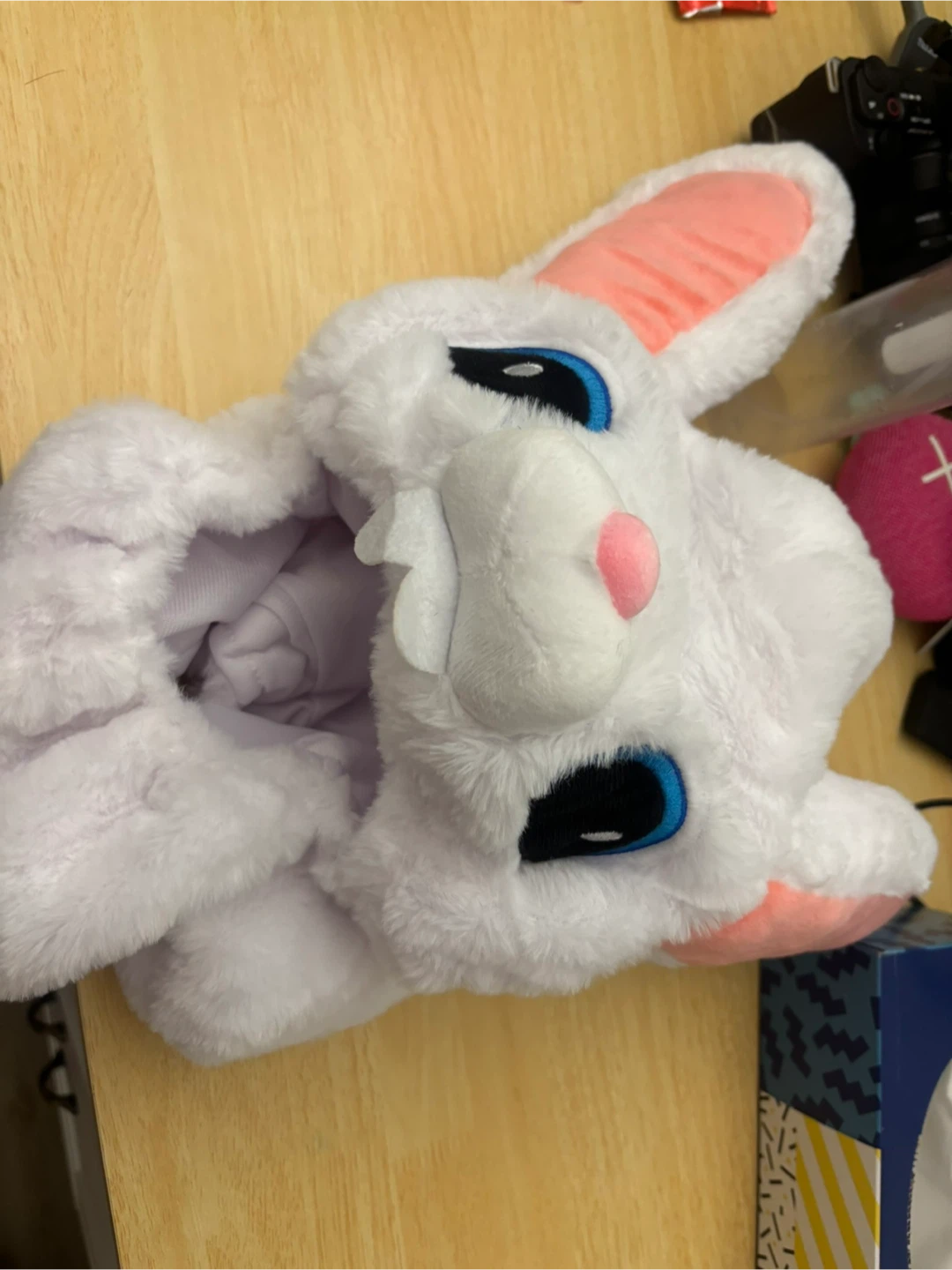 Plush Animal Hood Hat - White Bunny & Black Cat - photo 2