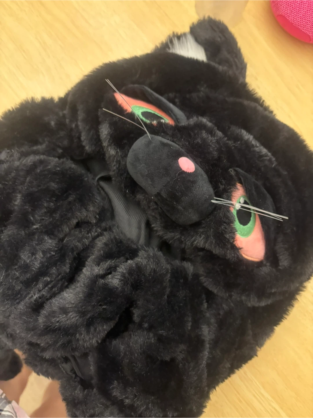 Plush Animal Hood Hat - White Bunny & Black Cat - photo 3