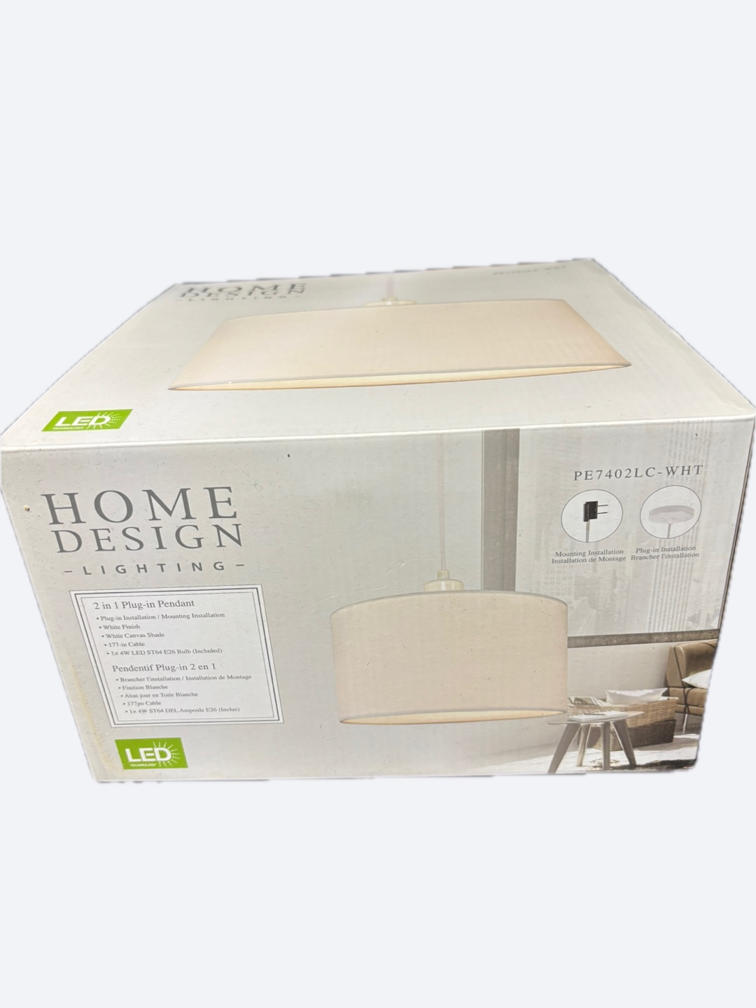 Home Design Lighting 2 in 1 Plug-in Pendant