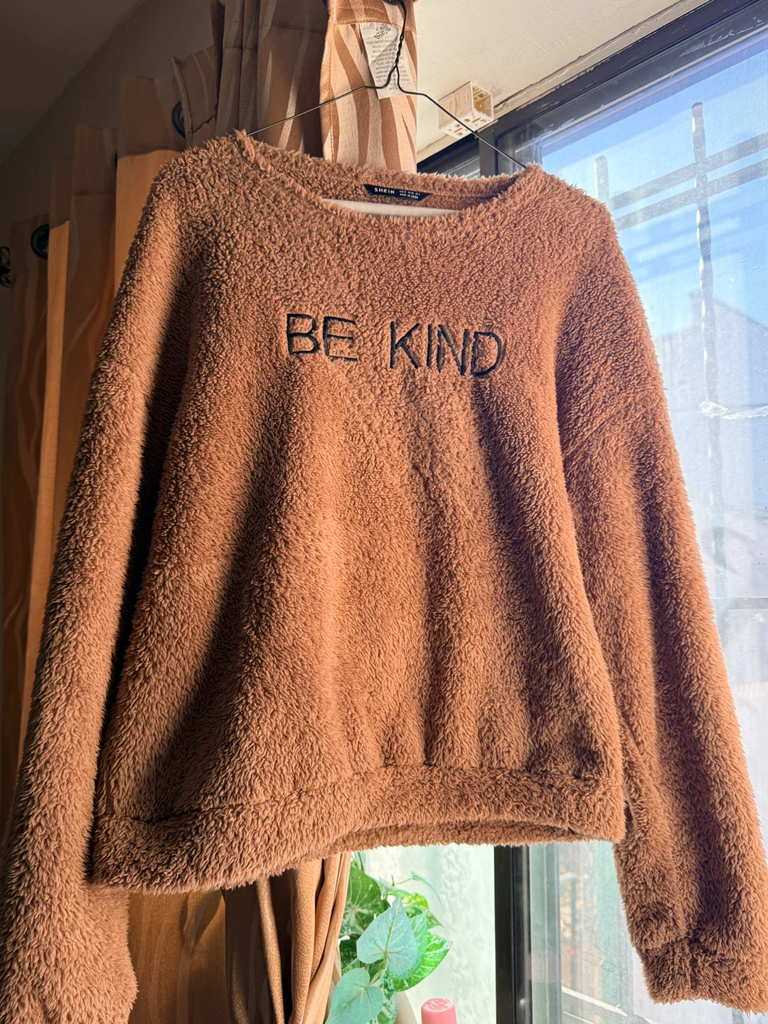 SHEIN "BE KIND" Teddy Fleece Sweatshirt - Size M