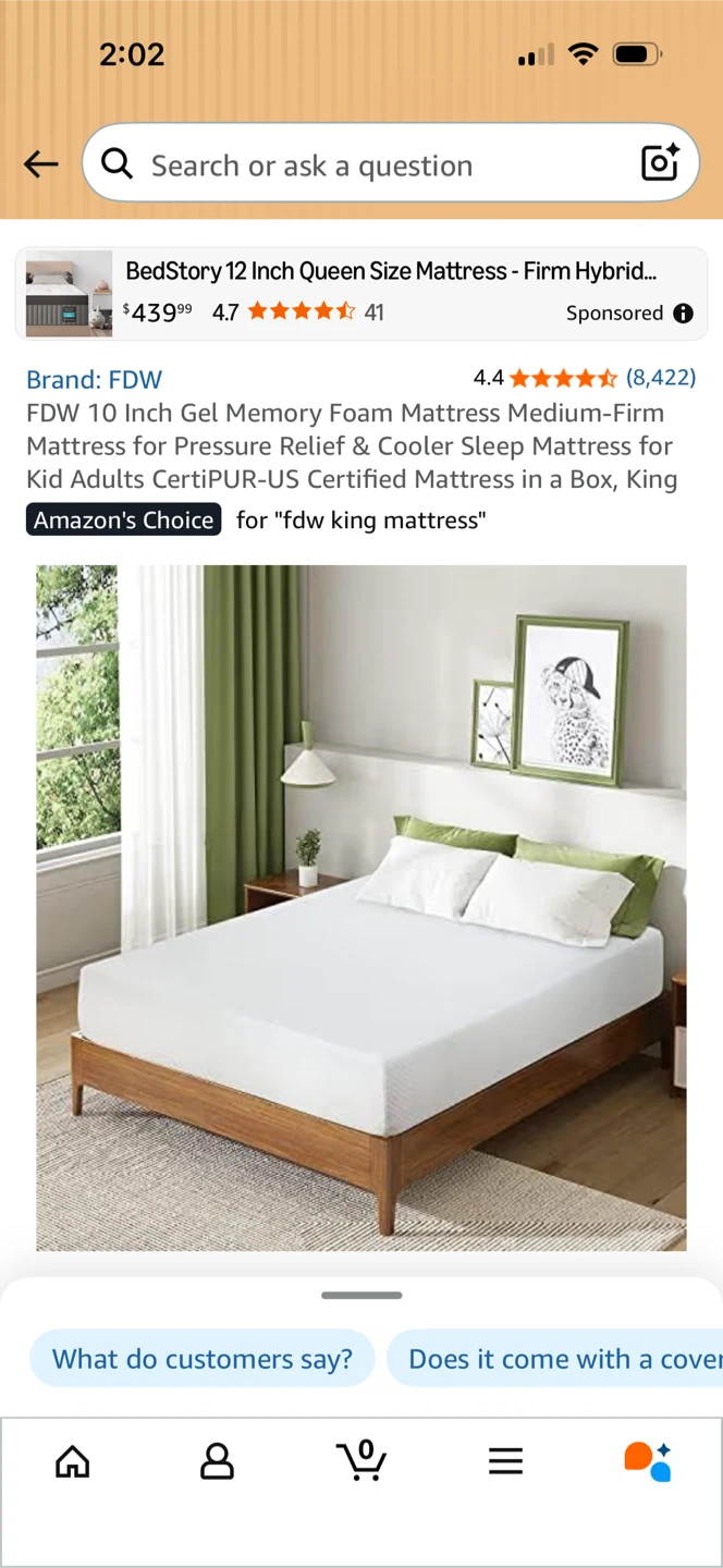 FDW 10 Inch Gel Memory Foam Mattress - Queen