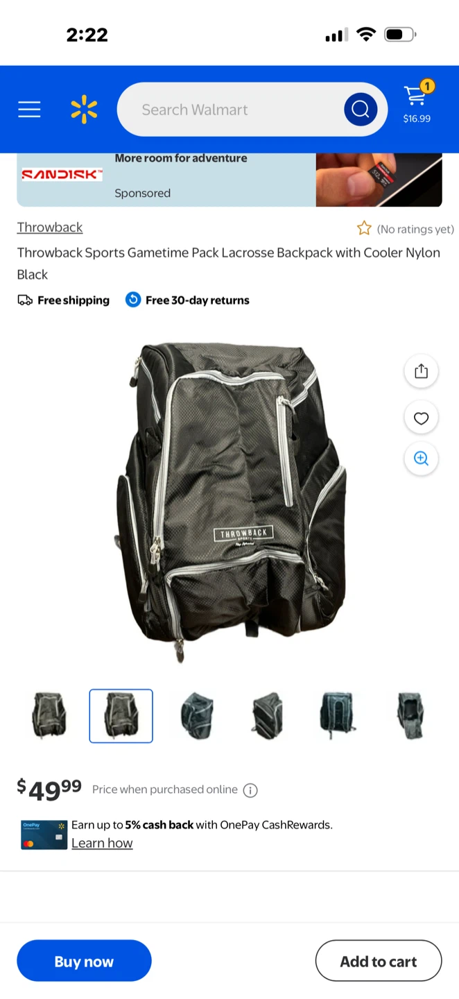 Throwback Sports Gametime Pack Lacrosse Backpack with Cooler - photo 4