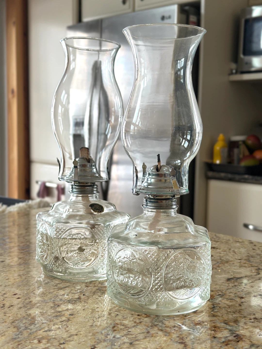Vintage Tara Glass Hurricane Oil Lamps (CAN DELIVER)