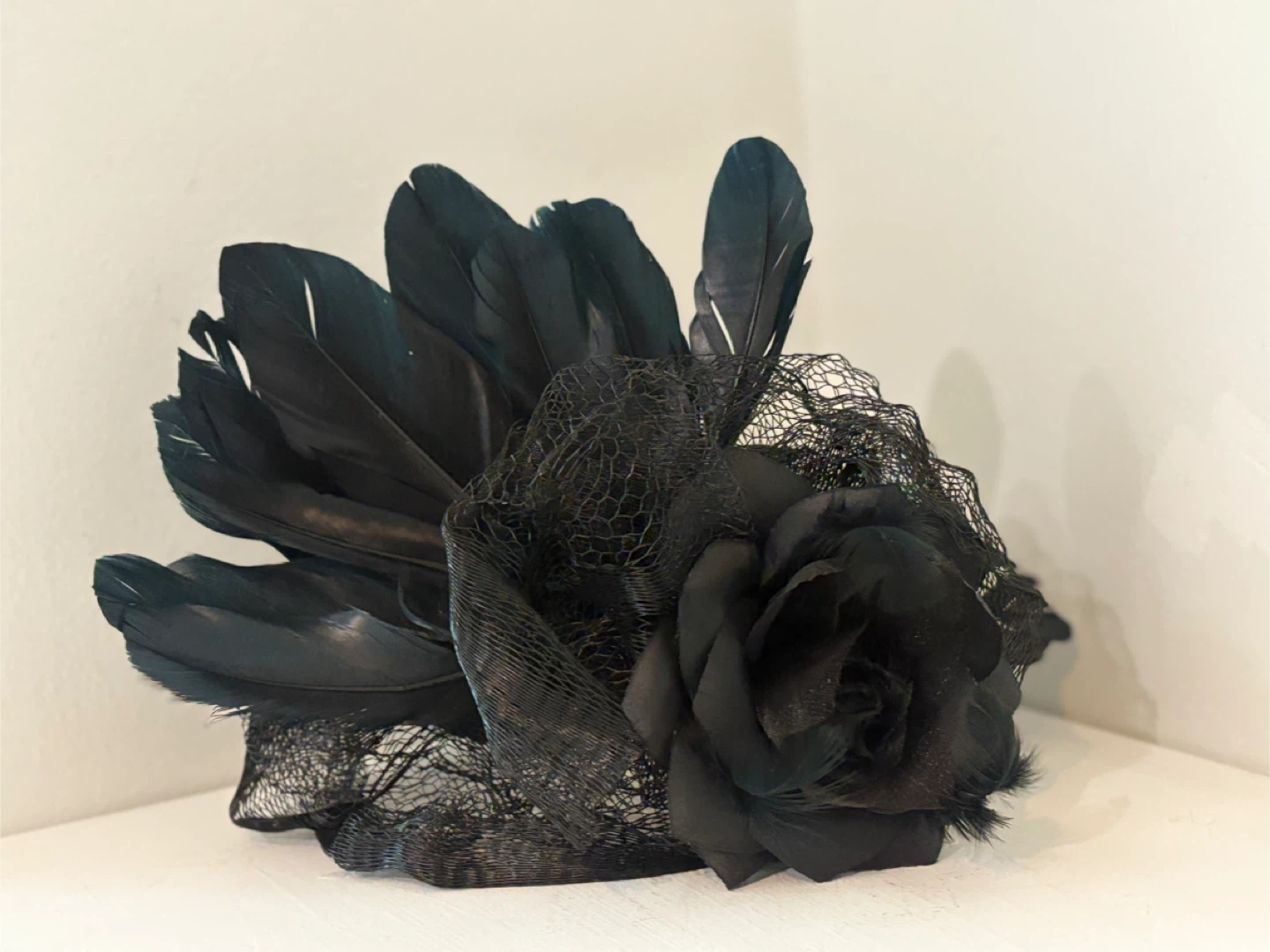 👸🏼Black Feather and Rose Headband👑