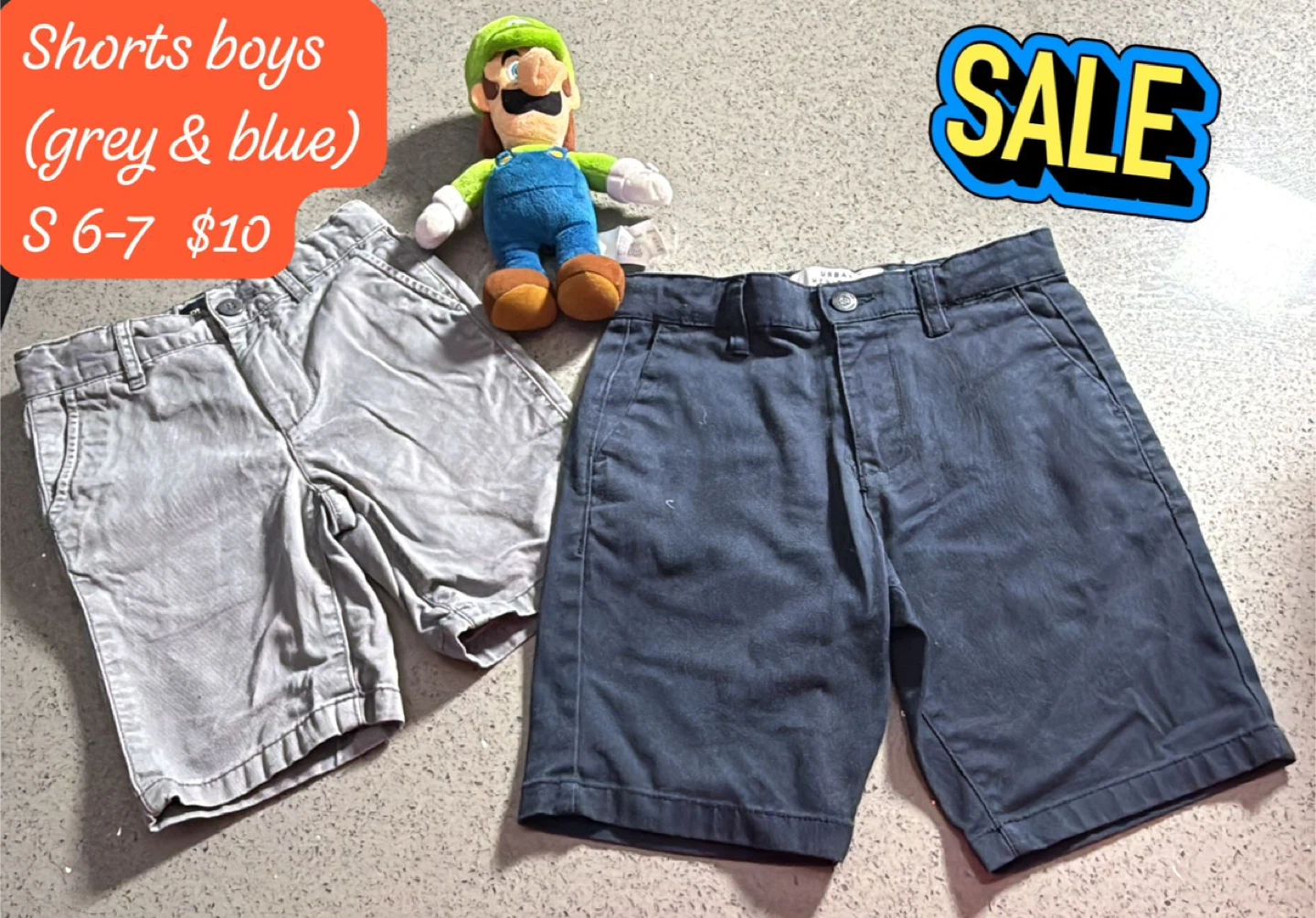 Boys Shorts Set (Grey & Blue) Size 6-7