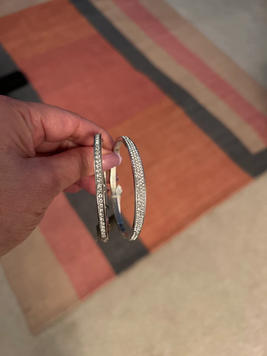 Givenchy Silver Tone Hinged Bangle Bracelets