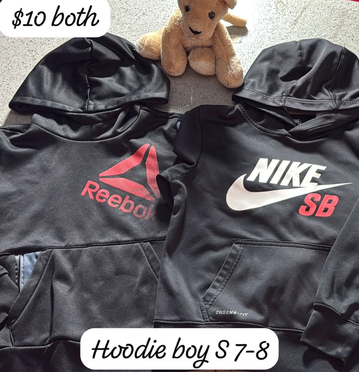 Bundle of 2 Boy's Hoodies - Reebok & Nike