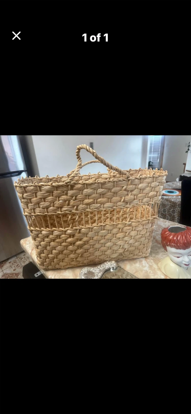 Woven Straw Tote Bag with Handles
